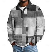 economico Polo geometrica da uomo-Per uomo Geometrico Blocco di colori Magliette Polo a Nido d'Ape Testurizzato Manica Lunga Magliette polo Bavero Abbigliamento Sportivo Casual Scuola Athleisure Abbigliamento quotidiano Stampa 3D