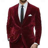 Χαμηλού Κόστους Γιορτή διακοπών-Ανδρικά Σμόκιν Κοστούμια για πάρτι Causal Ρουμπίνι Βυσσινί Φθινόπωρο &amp; Χειμώνας Εφαρμογή Πέτο με Μύτες Πάρτι Καθημερινό Μονόχρωμο Κατά παραγγελία εφαρμογή Σετ 2 τεμαχίων Μονόπετο Ενός Κουμπιού