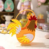 voordelige Pasen-Set van 3 vilten opbergmandjes met paashaasjes en kleurrijke hanen, handzame draagtassen met cartoonfiguren, paas snoepbakken voor feestelijke decoratie, lente opbergspullen voor kinderen en