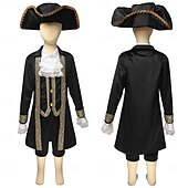 levne oblečení-250. výročí USA Rokoko Barroco Úbory Dlouhé rukávy George Washington Koloniální Revoluční válka Maškarní kostým Chlapecké Karneval Den nezávislosti 4. července Dětské Kabát Kalhoty Límeček