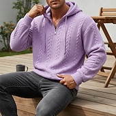 Χαμηλού Κόστους βασικά ανδρικά κουκούλα-Ανδρικά Ζακάρ Φούτερ πουλόβερ με κουκούλα και πουλόβερ Κουκούλα με φερμουάρ Quarter Σομόν Μαύρο Λευκό Πράσινο Ανοικτό Κρασί Με Κουκούλα Σκέτο Κουμπώσου Με Υφή Causal Καθημερινά Αθλήματα &amp; Ύπαιθρος