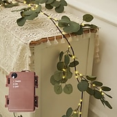 cheap Battery &amp; USB Indoor Lights-Eucalyptus leaves, olive leaves, simulated leaves, rattan strips, light string, 1.8M-96Leds, AAA waterproof timed battery box, holiday wedding party, indoor and outdoor atmosphere decoration props
