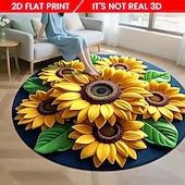 ieftine Covorase de zonă-Covor de zonă cu imprimeu plat 2D, seria floarea-soarelui, covor din catifea cristalină pentru sufragerie, canapea, masă de cafea, dormitor, noptieră, dressing, husă decorativă moale pentru podea