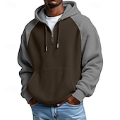 voordelige basic hoodies voor heren-Voor heren Trui met capuchon Wafel Hoodies Stoppen Hoodie met kwartrits Zwart Leger Groen Rood Marineblauw Bruin Capuchon Kleurenblok Lapwerk Zak Casual Dagelijks Sport &amp; Outdoor Streetwear