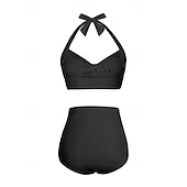 economico Surfing Tankinis &amp; Bikinis-Per donna Costume da bagno Bikini a vita alta con volant 2 pezzi Tropicale Senza schiena Protezione UV Alta elasticità Senza Maniche Costume da Bagno Surf Immersione Snorkeling Estate