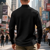 economico Polo classica da uomo-Per uomo Magliette Polo a Nido d'Ape Polo Vacanza Streetwear Zip a un quarto Manica Lunga Moda Essenziale Tinta unica Jacquard Primavera Autunno Vestibilità regolare Nero Bianco Vino Verde militare