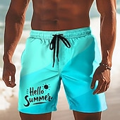  Муж. Кокосовая пальма Градиент цвета Тропические растения Обтягивающие длинные шорты Купальные шорты Пляжные шорты Нормальная Гавайский Пляжный отдых