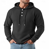 cheap Basic Hoodies-Men's Hoodie Pullover Hoodie Sweatshirt Button Up Hoodie Blue Apricot Wine Red Black Light Green Hooded Plain Kangaroo Pocket Casual Daily Sports &amp; Outdoor Streetwear Cool Sportswear Spring &amp; Fall