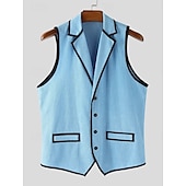 abordables Camisetas sin mangas de gimnasio-Hombre Camiseta sin mangas Camisa de Pana Camisa sin mangas Sin Mangas Cuello Barco Verano Primavera Bloque de color Tira de pozo Moda Design Músculo Botón frontal Exterior Noche Blanco Camiseta