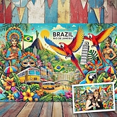 abordables Tapices de pared-Mardi Gras tapiz Carteles Manta Guacamayo Parrot Río de Janeiro Lujo Colorido 3D Fiesta Sala Fondos de disparos Baile de Máscaras Decoración del hogar