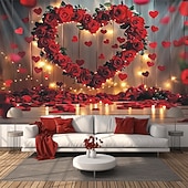 levne Nástěnné tapiserie-Valentýn gobelín Bannery Deka Rose láska Srdce Roztomilý Romantické 3D Večírek Obývací pokoj Střelecké pozadí Dekorace pro návrh na sňatek Bytové dekorace