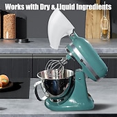 Недорогие Кухонная утварь и гаджеты-Воронка для муки для кухонного комбайна KitchenAid 5 л, насадка против разбрызгивания для стационарного миксера с откидной головкой 4,5 и 5 л (ksm150), инструмент для выпечки, пригодный для мытья в посудомоечной машине, удобный аксессуар для наливания.
