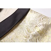 cheap Party Blazer-Men's Blazer Jacket Shawl Collar Fashion Party Luxury Paisley Jacquard Blazer Red Beige Tailored Fit Single Breasted One-button