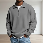 economico Polo classica da uomo-Per uomo Magliette Polo a Nido d'Ape Testurizzato Casuale All'aperto Con cerniera Zip a un quarto Manica Lunga Moda Moderno Tinta unica Testurizzato Lavorato a maglia Primavera &amp; Autunno Tutte le