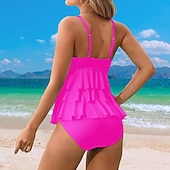 billige Surfing Tankinis og Bikinier-Dame Badedrakt med blomstertrykk To stykke badedrakt Blomstret Ensfarget Tropisk V-hals Midjekontroll Elastisk Ermeløs Badetøy Surfing Strand Ferie Sommer