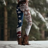 Χαμηλού Κόστους Παντελόνια Ημέρας Ανεξαρτησίας-Ημέρα Ανεξαρτησίας Πατριωτικό Γυναικείο Βικινγκ Μπόχο Κολάν Διακοπές Vintage Εθνοτική Στυλ Ολόσωμα Ψηλόμεσα Παντελόνια Ζώων Πατρόν Άνεση Μαλακό Άνετο Ελαστικό Καθημερινά Σπίτι Εξωτερικό Μπλε