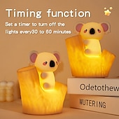 cheap Nursery Night Lights-7-Color Gradient Koala Soft Silicone Patting Light Usb Charging Nightlight Timer Christmas New Year Festival Birthday Gift Bedroom Atmosphere Light