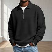economico Polo classica da uomo-Per uomo Magliette Polo a Nido d'Ape Testurizzato Casuale All'aperto Con cerniera Zip a un quarto Manica Lunga Moda Moderno Tinta unica Testurizzato Lavorato a maglia Primavera &amp; Autunno Tutte le