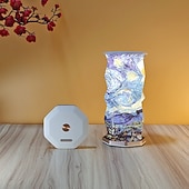 Недорогие Декоративные огни-портативная лампа для путешествий с сенсорным диммером, дорожная лампа с теплым светом, складная бумажная лампа, перезаряжаемая настольная лампа на батарейках для спальни и гостиной, подарки для