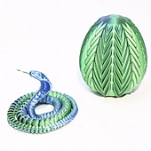 tanie Wielkanoc-3D drukowane pisanki z wężem w środku, urocze jajka z obrotowymi kołami zębatymi i kryształowymi zwierzątkami-wężami w środku, dekoracja domowego biura, biurko dyrektora, kryształowe zabawki w