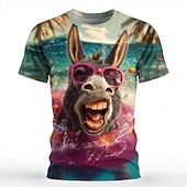  Hombre Animal Gracioso Camiseta Manga Corta Camiseta Impresión 3D Cuello Barco Camisa Exagerado Design Fiesta Festivos Azul Piscina Marrón Oscuro Rosa Verano Primavera Ropa S M L XL XXL XXXL