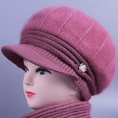 olcso Kalapok-Női Kalap Téli kalapok Szélbiztos Meleg Napi Szabadtéri Utca Kötött Tiszta szín