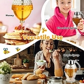 ieftine Ustensile Bucătărie &amp; Gadget-uri-Dozator de miere din sticlă fără picurare cu capac din plastic, dozator de sirop, borcan de miere cu cioc de turnare ușor, fără mizerie și convenabil pentru bucătărie, masă și micul dejun