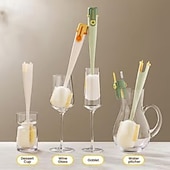 رخيصةأون تنظيف المطبخ-عبوتان من فرشاة تنظيف الزجاجات متعددة الوظائف 5 في 1، فرشاة ذات مقبض طويل لتنظيف الأكواب وأغطية الترمس، منظف زجاجات الحليب والماء، أداة مطبخ منزلية متينة