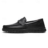baratos Mocassins casuais-Mocassins masculinos leves e fáceis de calçar, em couro sintético respirável – calçado prático para uso casual, no escritório e no dia a dia.