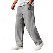 baratos Perna Reta-Homens Calças Esportivas Calças Calças de Veludo Calça de moletom de perna reta Com Cordão Bolsos Cintura elástica Tecido Conforto Macio Diário Ao ar livre Feriado Moda Estilo Clássico Preto Azul