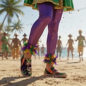 economico Scarpe da donna-Scarpe slip-on a punta larga da donna per il Mardi Gras – Suola interna morbida e imbottita stampa artistica di maschera veneziana scarpe festive artistiche per parate costumi uscite casuali e