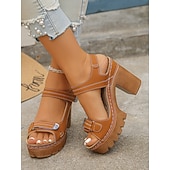 preiswerte Absatzsandalen-Damen Täglich Blockabsatz Offene Spitze Mode Kunstleder Klettverschluß Schwarz Weiß Pink