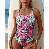 levne Rash guardy One Piece-Dámské Plavky Květinový Ochrana proti UV záření Vysoká pružnost Bez rukávů Plavky Surfování Potápění Šnorchlování Léto