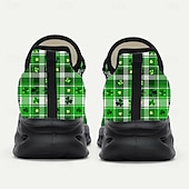  Мужские кроссовки ко Дню Святого Патрика – зеленые в клетку с клевером, идеально подходят для парадов и праздников.