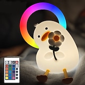 Недорогие Детские ночные огни-Мягкий силиконовый светильник-утка с цветком-уткой, зарядка через USB, ночник с таймером для спальни, изголовье кровати, атмосферный светильник, подставка для телефона, подарок на Рождество, Новый