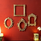 tanie Rzeźby-1 szt. Materiał żywiczny w stylu europejskim, trójwymiarowa, wzorzysta złota rama do dekoracji, dekoracja ścienna DIY, odpowiednia do zdjęć, dekoracja salonu, dekoracja miniaturowego domu