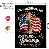 cheap America 250-US 250th Anniversary Blessings America 250 Garden Flag One Nation Under God Patriotic Cross Design Double-Sided Burlap Semiquincentennial Celebration 4th of July Independence Day