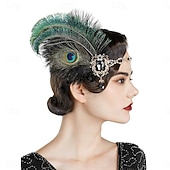 cheap Accessories and More-Vintage 1920s The Great Gatsby Flapper Headband The Great Gatsby Flapper Girl Feather Fancy Dress Women's Christmas Carnival Masquerade Retro Theme Party Charleston Dance Adults Headband