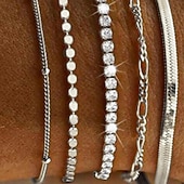 levne Jedinečné náramky-Korálky Klasika Diamant Cikánské Slitina Náramek šperky Stříbrná / Zlatá Pro Denní Dovolená