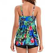 abordables Surfing Tankinis &amp; Bikinis-Mujer Traje de baño con estampado floral Traje de baño Tankini Floral Tropical Control de barriga Elástico Sin Mangas Bañadores Surf Playa Vocación Verano