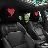 cheap Slipcovers-2pcs Cute Flower Love Heart Print Headrest Covers, Valentine's Day Heart-Eyed Girl Car Headrest Protector, Interior Decor, No Filling, Easy to Install and Wash, Suitable for Long-Distance Travel Naps