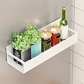 Недорогие Стойки для хранения-2 магнитных органайзера для холодильника с 4 съемными крючками, магнитная полка для хранения без сверления, боковая полка для хранения на холодильнике, компактные аксессуары для кухни и ванной,