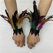 abordables Accesorios-Carnaval 2026 Accesorios de Samba del Carnaval de Río Muñequeras de Plumas Negras con Encaje - Pulseras Elegantes para Fiestas Gatsby Disfraz de Festival de Brasil