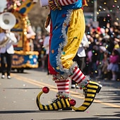abordables Zapatos de hombre-Zapatos de payaso a rayas de Mardi Gras para hombres rojos y amarillos punta puntiaguda con tacón curvado divertido ajuste cómodo perfectos para carnaval y disfraces de payaso