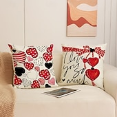 levne Hodte polštáře, vložky a kryty-povlak na polštář s motivem srdce na Valentýna, dekorativní polštář s potiskem lnu, polštář do čela postele do ložnice, slavnostní dekorační polštář na postel, pohovku, obývací pokoj