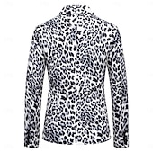 Χαμηλού Κόστους Ανδρικά Κλασικά Σακάκια-Ανδρικά Μπλέιζερ Causal Πάρτι Επίδοση Τσέπη Των ζώων Τολμηρός Όλες οι εποχές POLY Λεοπάρ Τσέπη Leopard Εκτύπωση Μοντέρνα Μονόπετο Ενός Κουμπιού Χρωματιστή ζακέτα Λευκό Κίτρινο