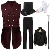 Χαμηλού Κόστους Ενδύματα-Σετ Πανκ &amp; Γκόθικ Μεσαίωνα Jachetă Φράκο Πουκάμισο Μακριά Μανίκια Vampires Ευγενής Φανταχτερή Φόρεμα Ανδρικά Φαντασία βασιλικός Steampunk Χριστούγεννα Απόκριες Επίδοση Σκηνή Ρεν Φερ Ενήλικες