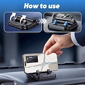 billige Lagringsstativ-2-i-1 360° roterbar biltelefonholder med parkeringsnummerplate - sammenleggbar, justerbar sklisikker base, dashbord-/nakkestøttefeste, kompatibel med de fleste kjøretøy, biltelefonholder, biltilbehør