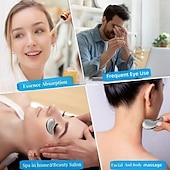 voordelige Huidverzorgingshulpmiddelen-1 paar herbruikbare roestvrijstalen oogmaskers - multifunctioneel ontwerp voor warmte- en koudetherapie, draagbaar en reisvriendelijk, geschikt voor alle huidtinten, in gebroken wit.