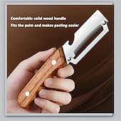 abordables electrodomésticos-Pelador de verduras multifuncional 3 en 1, 3 piezas, hoja de acero inoxidable con mango de madera, cortador de cocina profesional